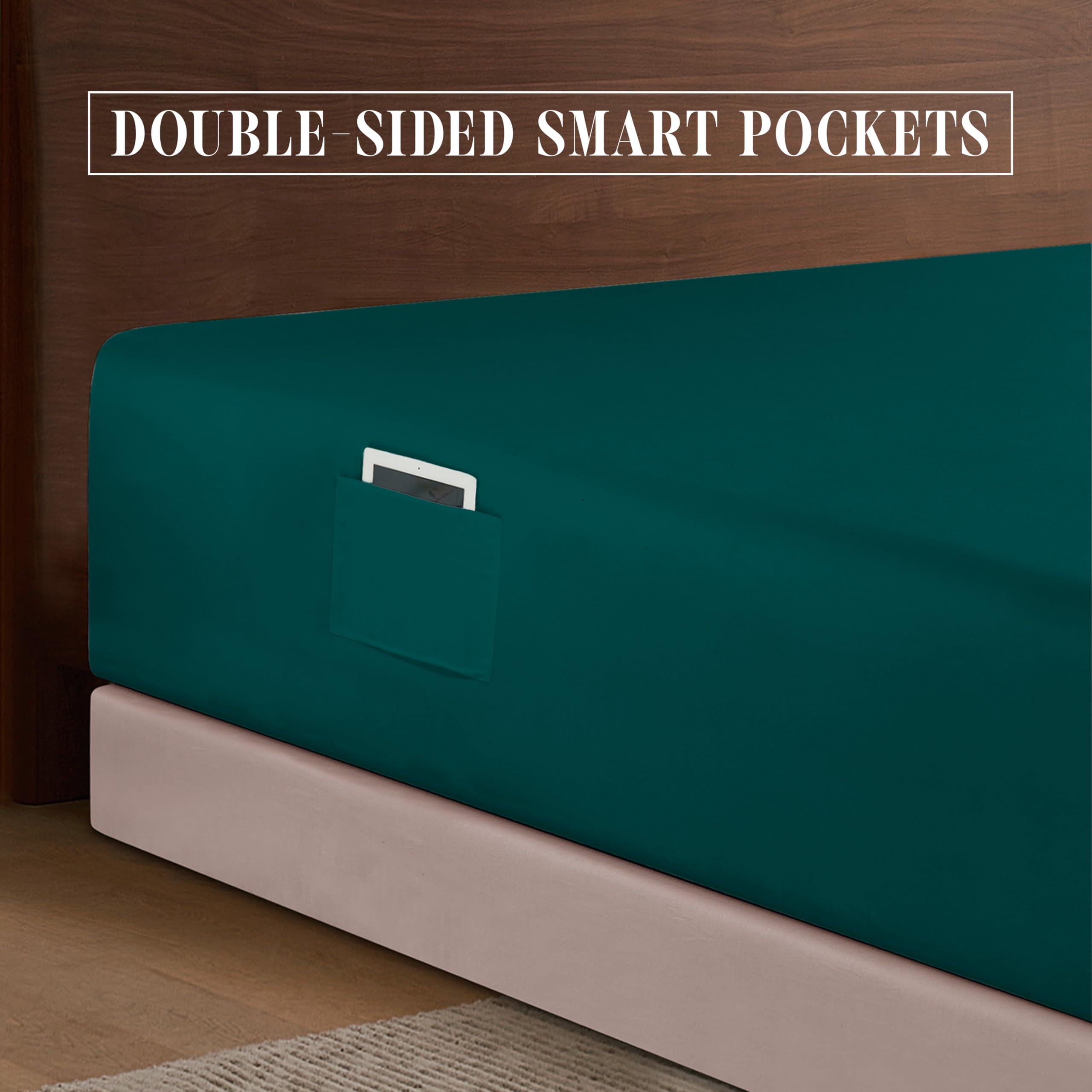 Elegant Comfort 1500 Premium Hotel Quality 18-24 Inches Deep - Extra Deep Pocket Single Fitted Sheet For High Mattress, Luxury And Softest, Smart Pocket - Wrinkle Free, Twin/Twin Xl, Marine Teal
