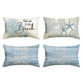 Avoin Colorlife Summer Take Me To The Beach Coral Starfish Throw Pillow Covers, 12 X 20 Inch Home Sweet Home Motto Blue Cushion