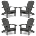 Yefu Adirondack Chairs Set Of 4 Plastic Weather Resistant-Dark Grey, Modern Poly Lumber Outdoor Chairs Like Real Wood, Widely Used In Outdoor, Patio, Deck, Outside, Fire Pit Garden, Campfire Chairs
