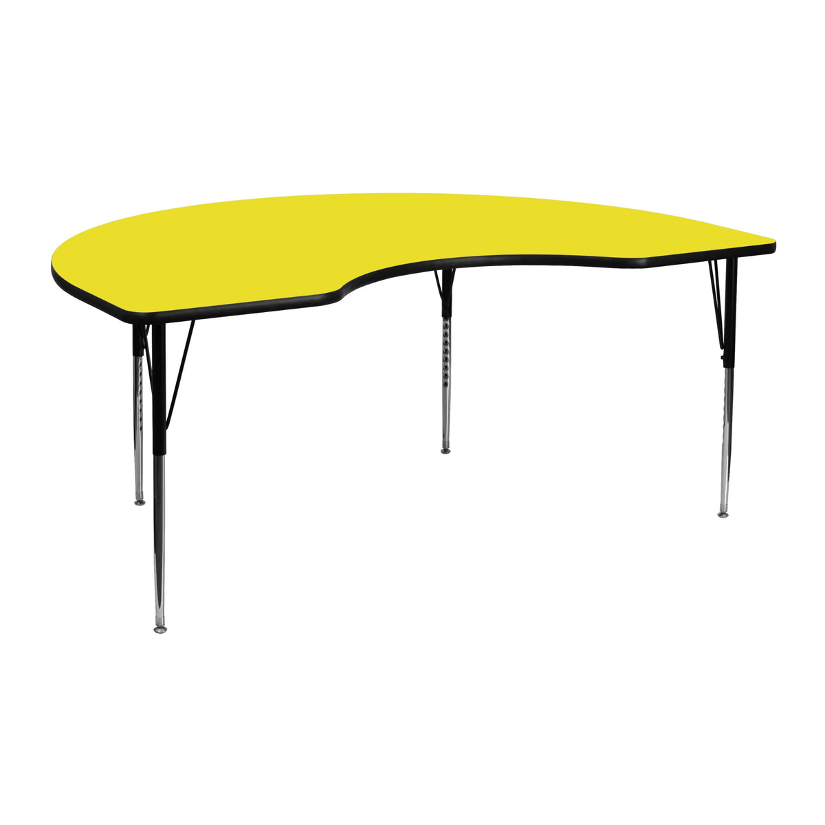 Flash Furniture Wren 48''W x 72''L Kidney Yellow HP Laminate Activity Table - Standard Height Adjustable Legs