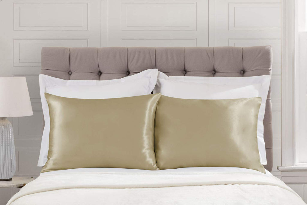 Shopbedding Luxury Satin Pillowcase For Hair - King Satin Pillowcase With Zipper, Champagne (Pillowcase Set Of 2) - Blissford