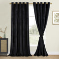 DWCN Extra Wide Velvet Curtains 90 inches - Black Blackout Bundleable Heavy Duty Thermal Insulated Energy Efficiency Grommet Win