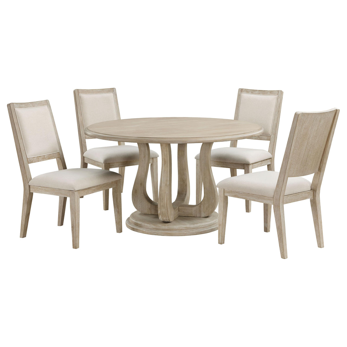 Coaster Home Furnishings Trofello 5-Piece Round Dining Set White Washed