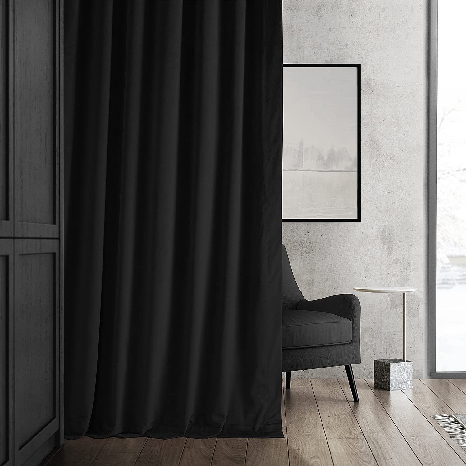 Hpd Half Price Drapes Signature Velvet Thermal Blackout Curtains For Living Room 96 Inch Long (1 Panel) Rod Pocket Insulated Blackout Curtains For Bedroom Window Curtains, 50W X 96L, Warm Black