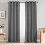 Jinchan Linen Textured Curtains For Living Room Bedroom Curtains Room Darkening Curtains Linen Look Thermal Insulated Curtains Grommet Top Window Drape W52 X L108, 1 Panel, Grey