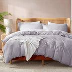 Nestl Grey Lavender Duvet Cover Full Size - Soft Double Brushed Full Size Duvet Cover Set, 3 Piece, With Button Closure, 1 Duvet