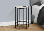Monarch Specialties I 3757 Accent Table, End, Round, Side Table, Bedroom, Nightstand, Washed Oak, Black Metal