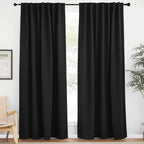 NICETOWN Halloween Black Out Panels for Bedroom - (Black Color) W62 x L84, 1 Pair, Sliding Door Curtains, Insulating Thermal Bla