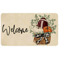 Xsinufn Fall Door Mat Outside,Pumpkin Eucalyptus Welcome Mat For Front Door,Thanksgiving Autumn Indoor Outdoor Non-Slip Rugs Doo