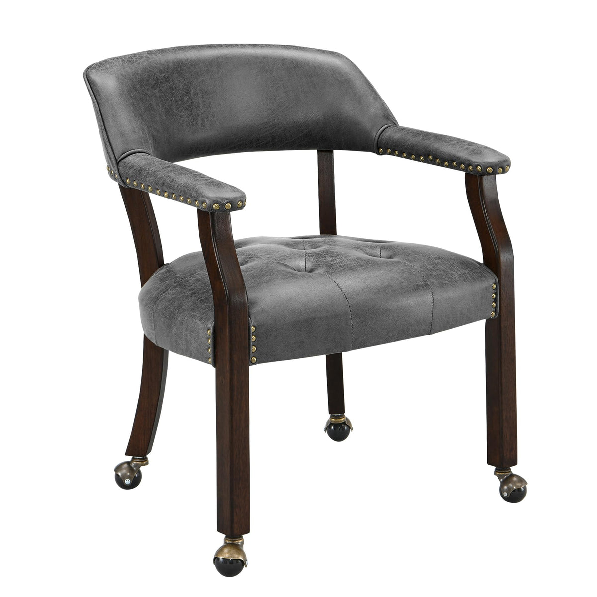 Leemtorig Large Dining Chairs With Casters And Arms, Rolling Dining Chairs With Wheels, Accent Game Chairs, Boss Caption'S Chair