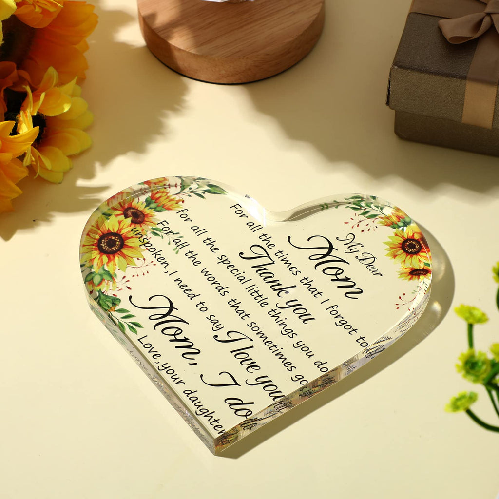 Jetec Mothers Day Gifts For Mom Acrylic Mom Gift Birthday Gift Sign Plaque Presents From Daughter Son Grateful Christmas Valenti