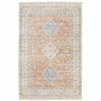 HomeRoots 509461 10 x 13 ft. Orange & Blue Oriental Hand Loomed Stain Resistant Rectangle Area Rug with Fringe