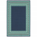 HomeRoots Polypropylene 5’x8’ Navy and Green Geometric Indoor Outdoor Area Rug