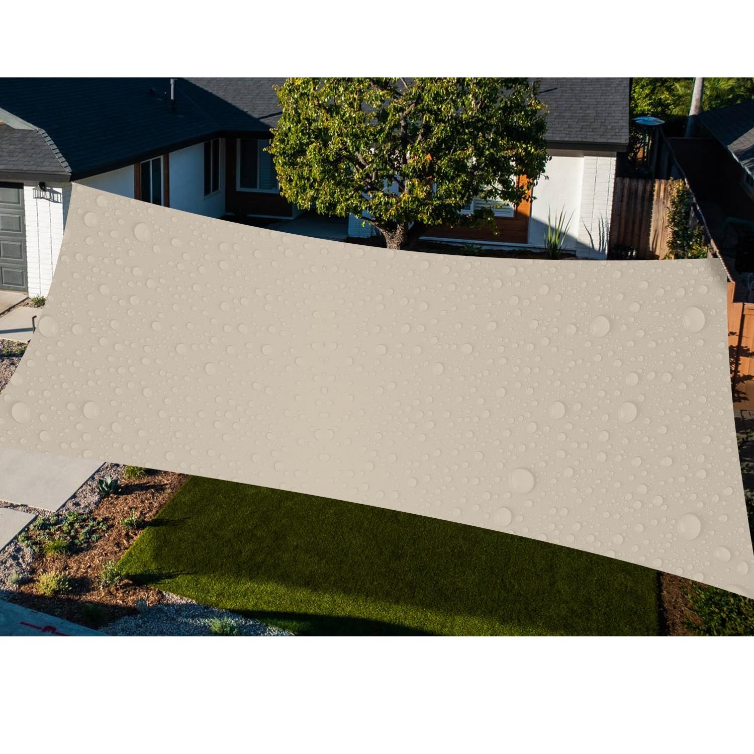 Tang Sun Shades Depot 8' X 12' Rectanlge Waterproof Knitted Shade Sail Curved Edge Beige U*V Block Shade Fabric Pergola Carport