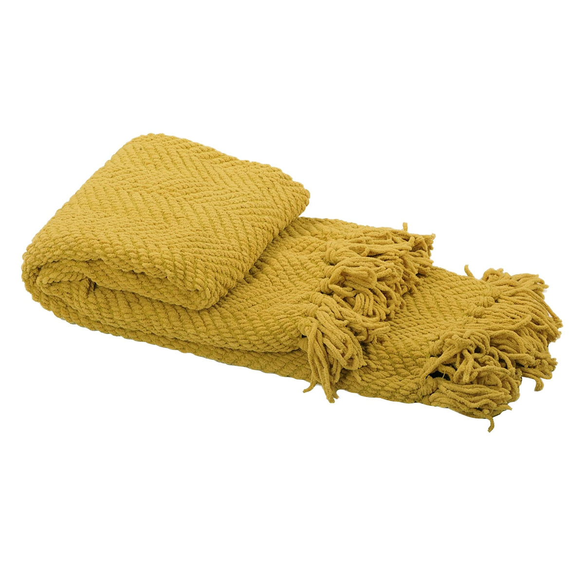 Home Soft Things Yellow Throw Blanket Knitted Tweed Throw 60' X 80', Lemon Curry, Super Soft Cozy Warm Comfortable Breathable