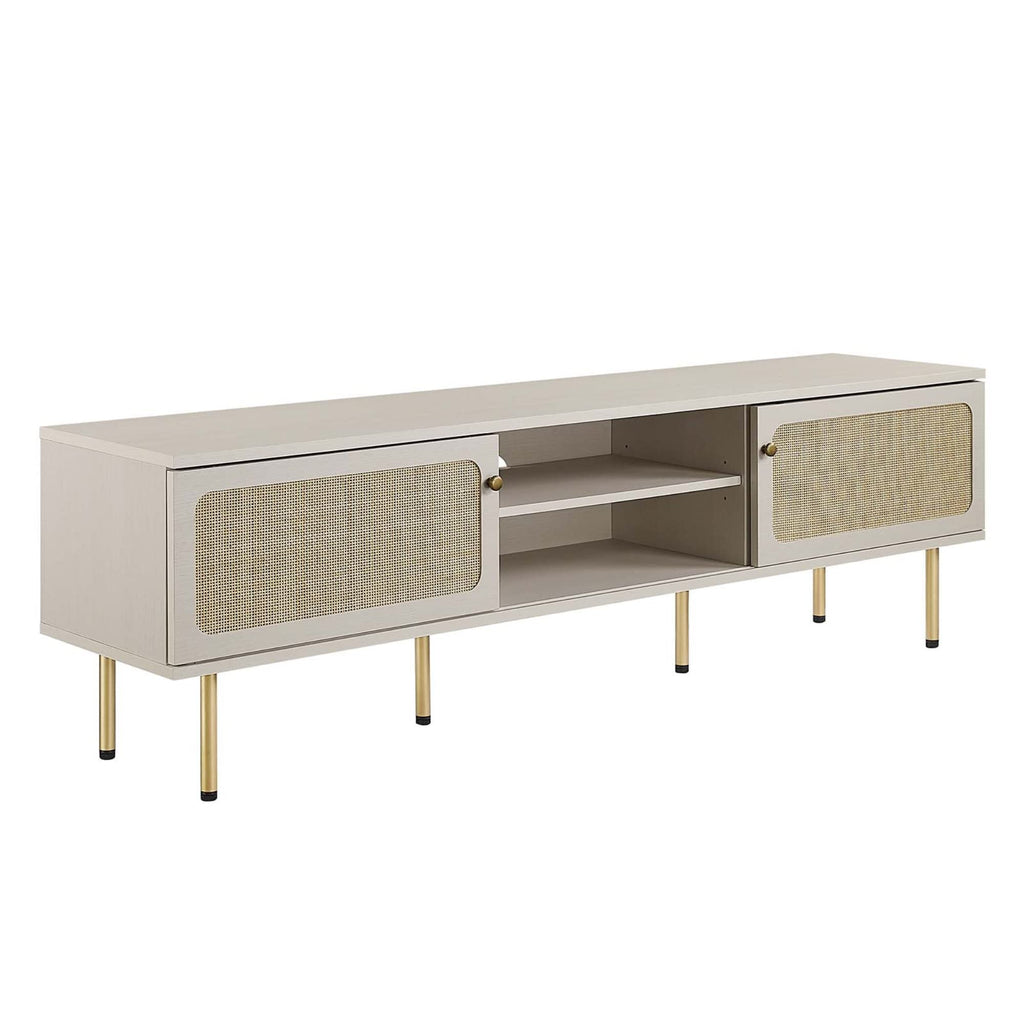Modway Cambria Rattan and Particleboard TV Stand for TVs up to 70" in White