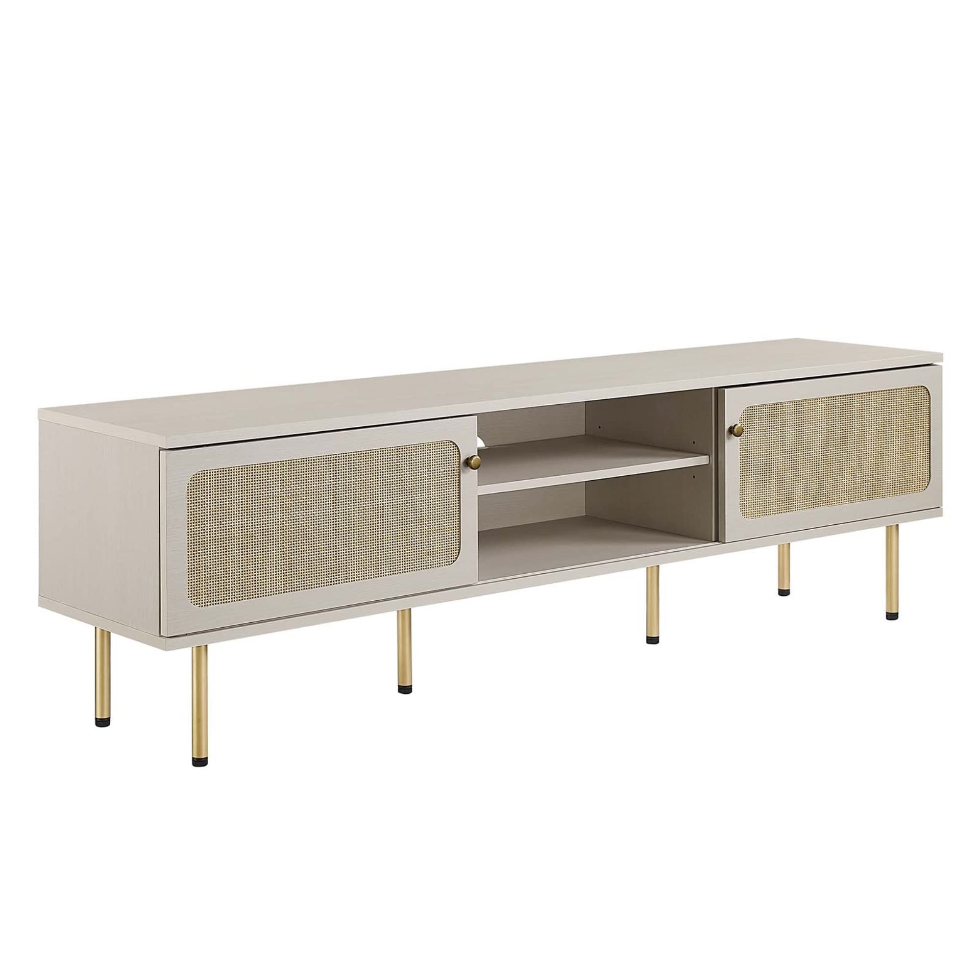 Modway Cambria Rattan and Particleboard TV Stand for TVs up to 70" in White