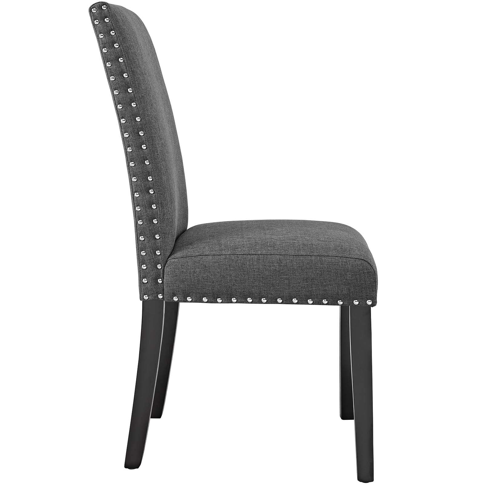 Modway Parcel Modern Upholstered Fabric Two Dining Chairs With Nailhead Trim In Gray