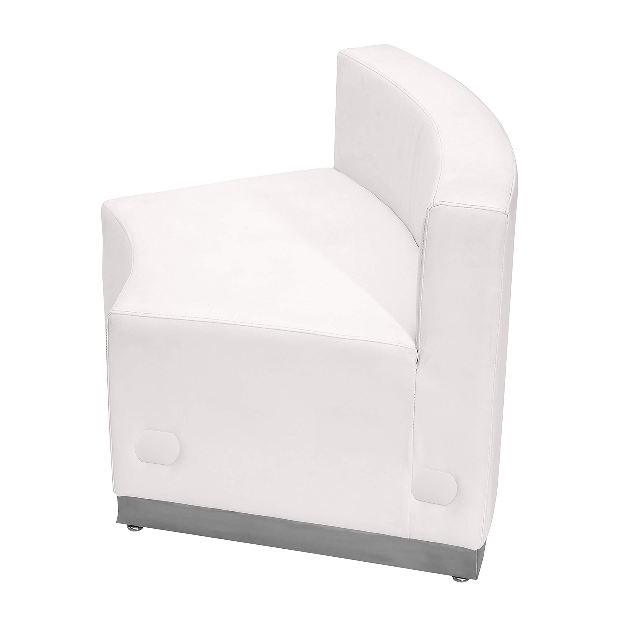 Flash Furniture Hercules Alon Series White Leathersoft Concave Chair With Brushed Stainless Steel Base
