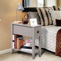 Lusuowlz Gery Chairside Narrow End Table, Solid Wood Recliner Side Table With Drawer, Slim Nightstand Bedside Table For Living R