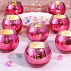 LAMORGIFT 12 Pcs Hot Pink Candle Holders for Barbie Birthday Party Decorations- Summer Bridal Shower Decorations, Votive Candle 