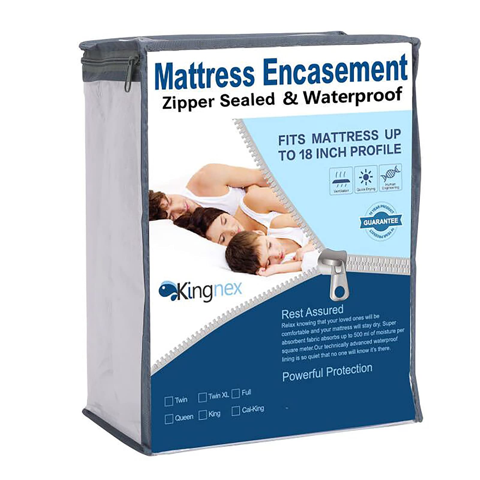 Zippered Split King Mattress Protector For Adjustable Beds 100% Waterproof 6-Sided Mattress Encasement Full Coverage Complete Co