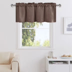 DWCN Brown Valance Curtains for Living Room, Kitchen Valance Solid Short Topper, Bathroom/Basement Window Curtains, 1 Panel, 42 