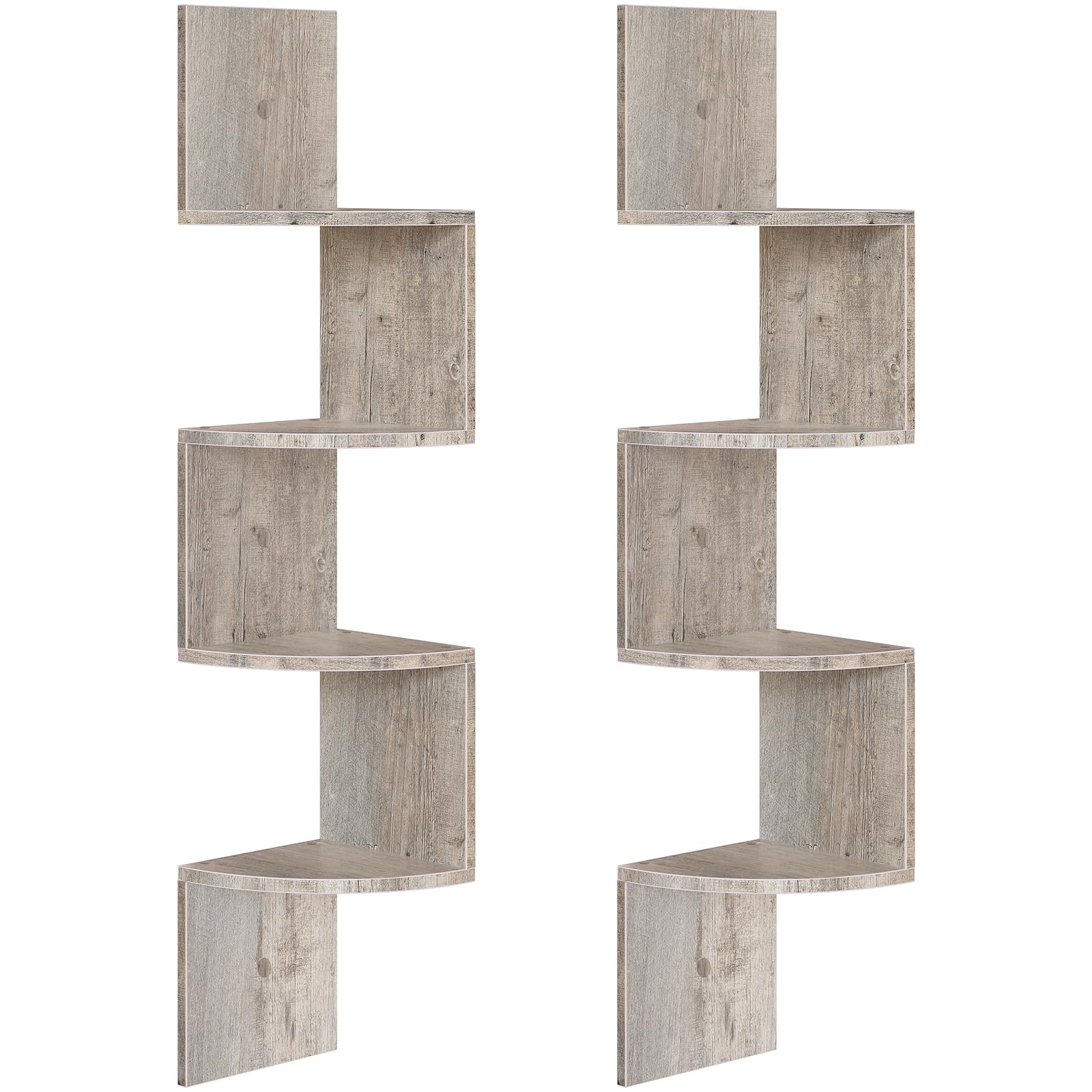 HOOBRO Corner Shelf Wall-Mounted, Set of 2 Floating Corner Shelves, 4-Tier Corner Bookshelves for Wall Decor in Living Room, Bed