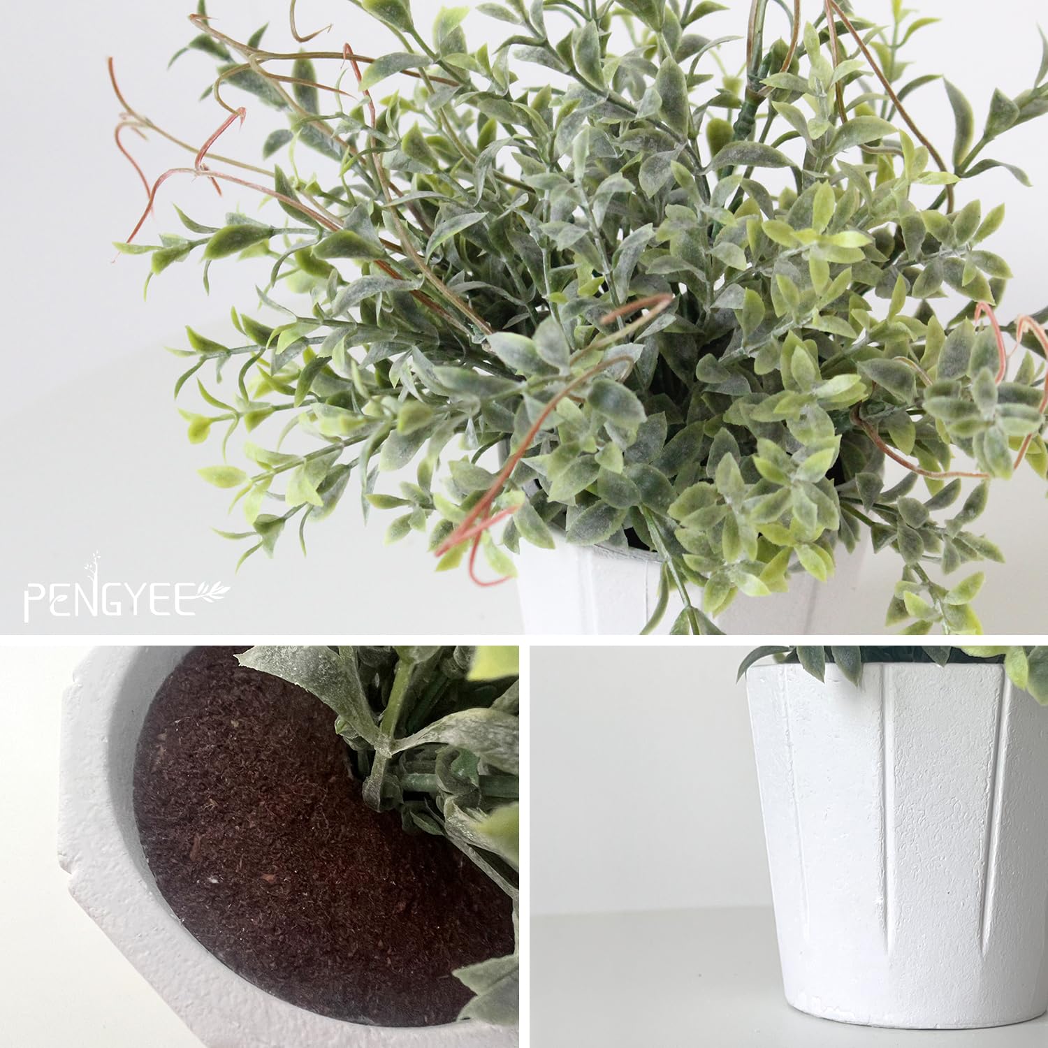 Pengyee 4Pcs Small Fake Plants, Artificial Plants Indoor, Faux Plants For Home Decor, Small Faux Plants In White Pot For Bathroo