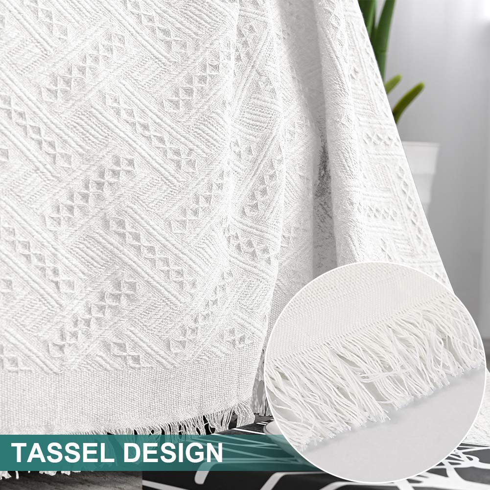 Mysky Home White Sofa Covers For 3 Cushion Couch Geometrical Sectional Sofa Couch Cover Living Room Sofa Throws Sofa Slipcovers For Pets, Kids (X-Large, 91' X 118', White)