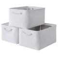 TheWarmHome Storage Basket for Gifts Empty - Large 3 Pack 15.7x11.8x8.2 inch Storage Basket for Organizing with Handles, Canves 