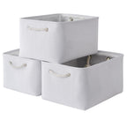 TheWarmHome Storage Basket for Gifts Empty - Large 3 Pack 15.7x11.8x8.2 inch Storage Basket for Organizing with Handles, Canves 