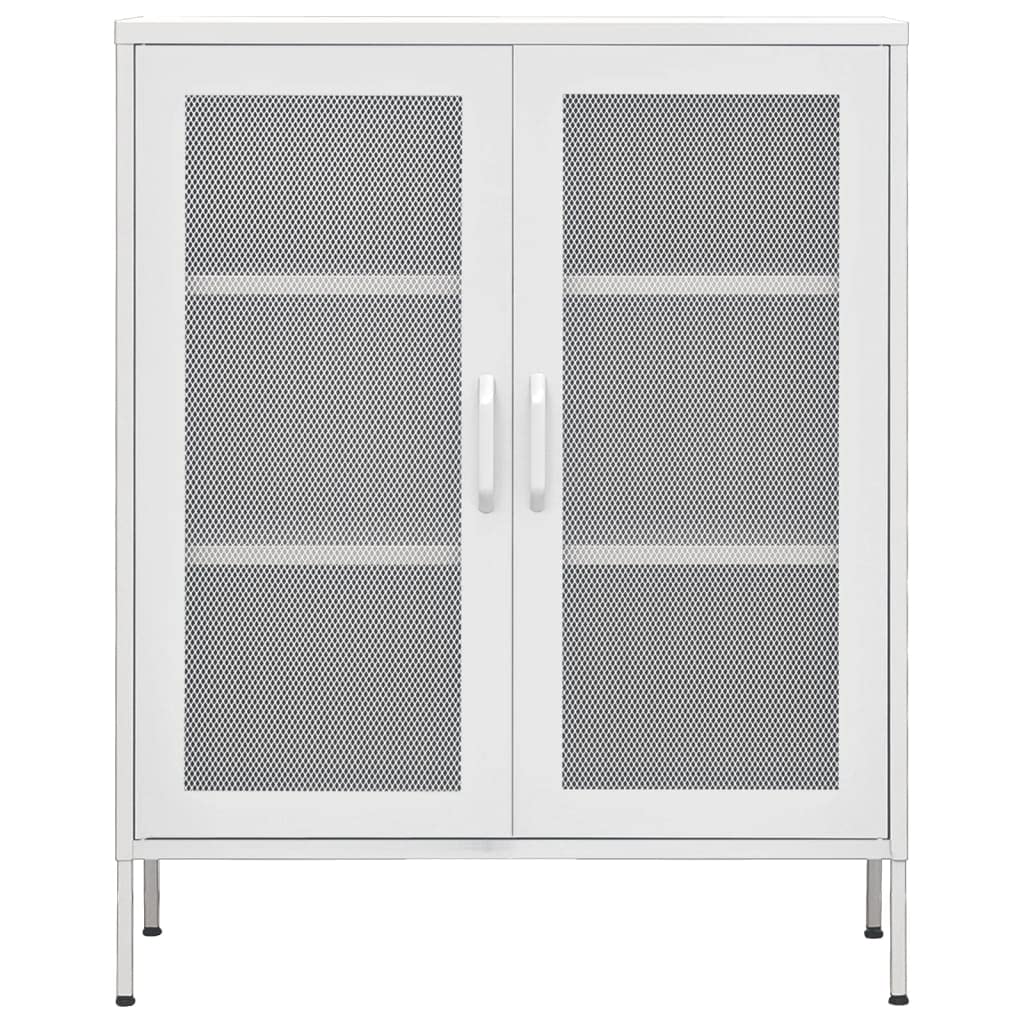 vidaXL Industrial Style Storage Cabinet - White Steel Material - Durable & Adjustable - Perfect for Home Decor with 31.5&quot;x13.8&quot;x40&quot; Dimensions