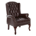 Office Star TEX Traditional Queen Anne Style Chair with Thick Padded Seat and Lumbar Support Back with Royal Cherry Finish Wood 