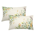 Spring Summer Lumbar Pillow Covers 12X20 Inch Set Of 2 Yellow Flowers Leaves Butterfly Decorative Pillow Cases Green Leaf Floral