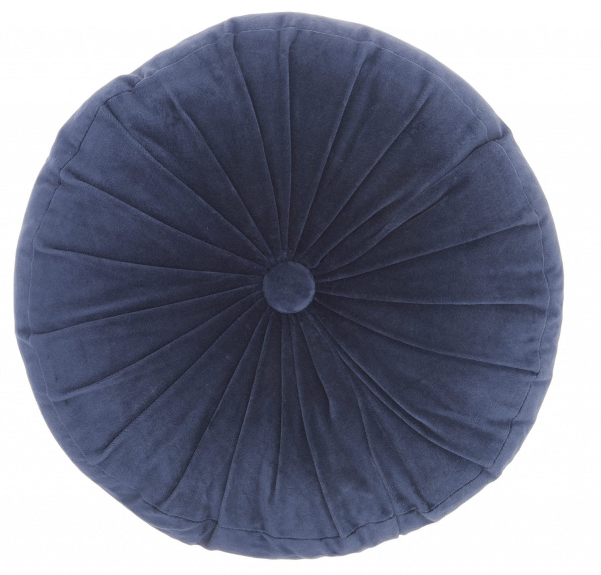 HomeRoots Multicolor Cotton Velvet Dark Blue Tufted Round Throw Pillow