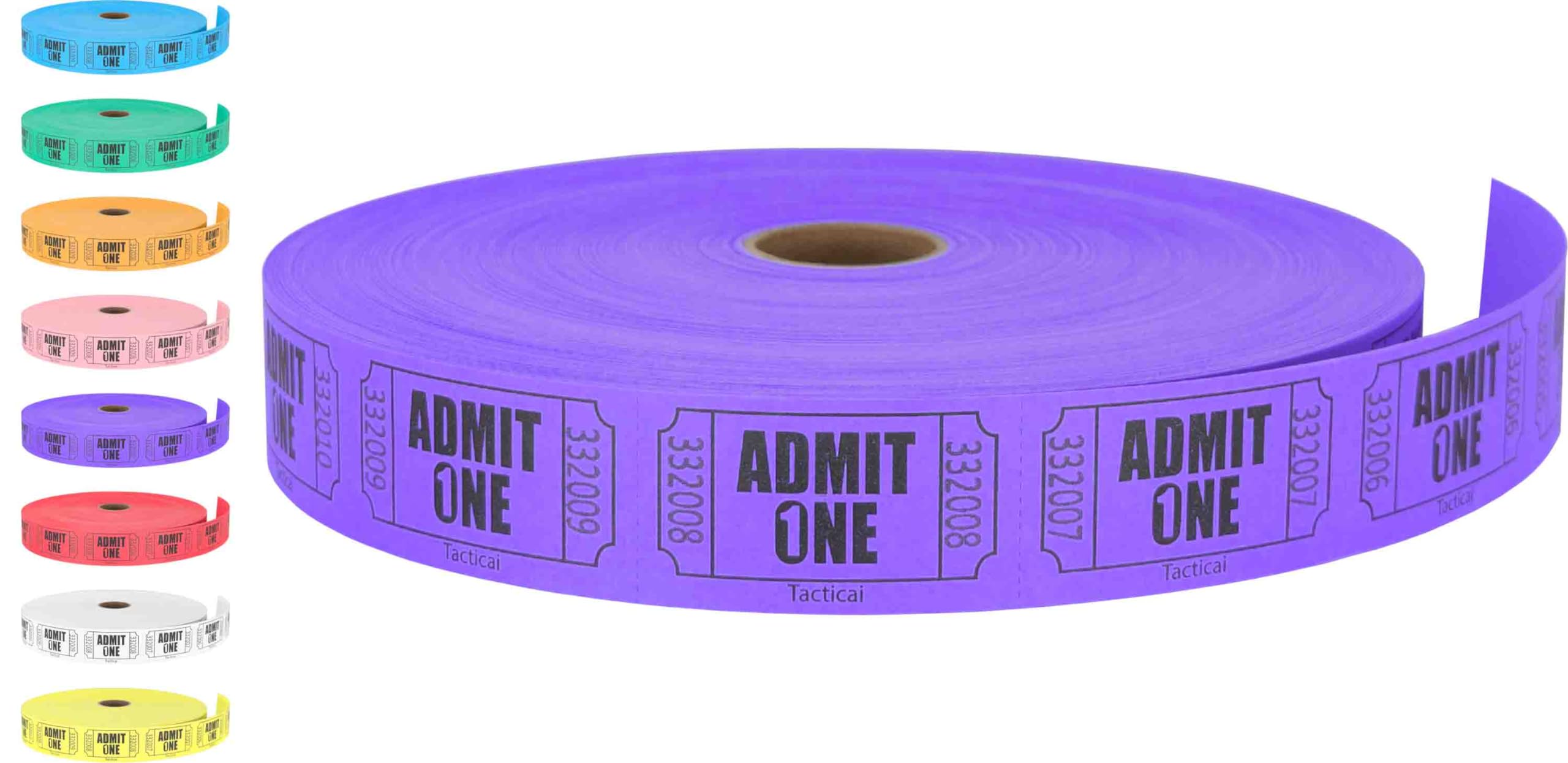 Tacticai 2000 Raffle Tickets, Admit One, Single Roll, Ticket For Events, Entry, Class Reward, Fundraiser & Prizes - Purple (1 Of