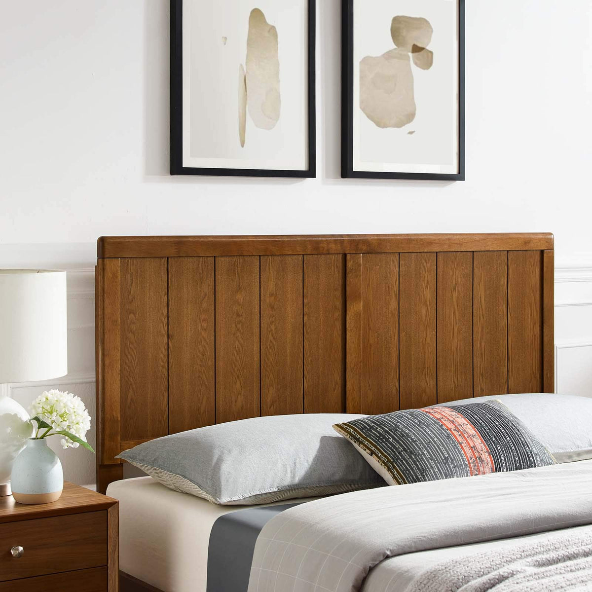 Modway Mod-6216-Wal Robbie Twin Wood Headboard, Walnut