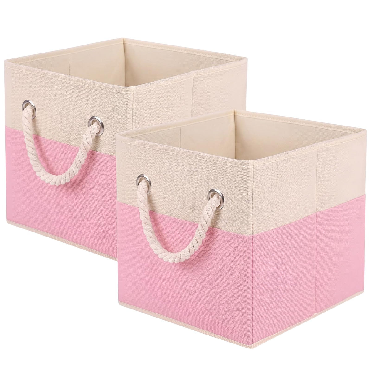 ShellKingdom Storage Bins, Fabric Storage Cube with Cotton Rope Handle
