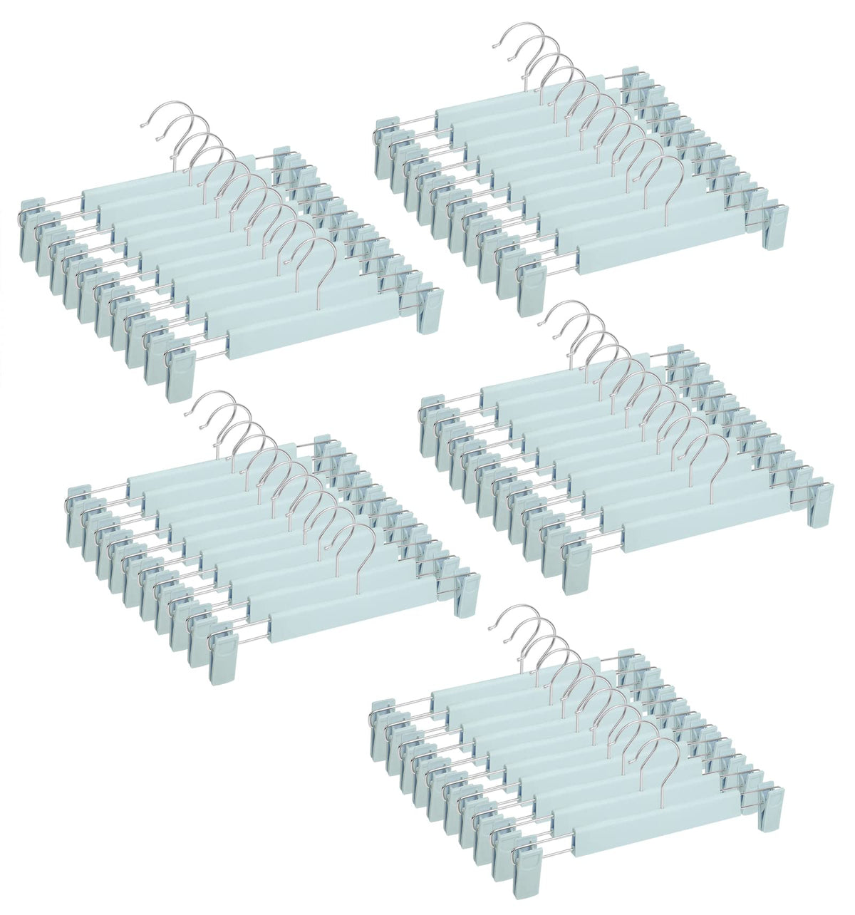 Pants Hangers with Clips Skirt Hangers for Women Plastic Clip Hangers for Pants Clothes Hangers (50pack, Blue)