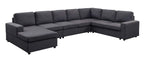 Lilola Home Tifton Modular Sectional Sofa with Reversible Chaise in Dark Gray Linen