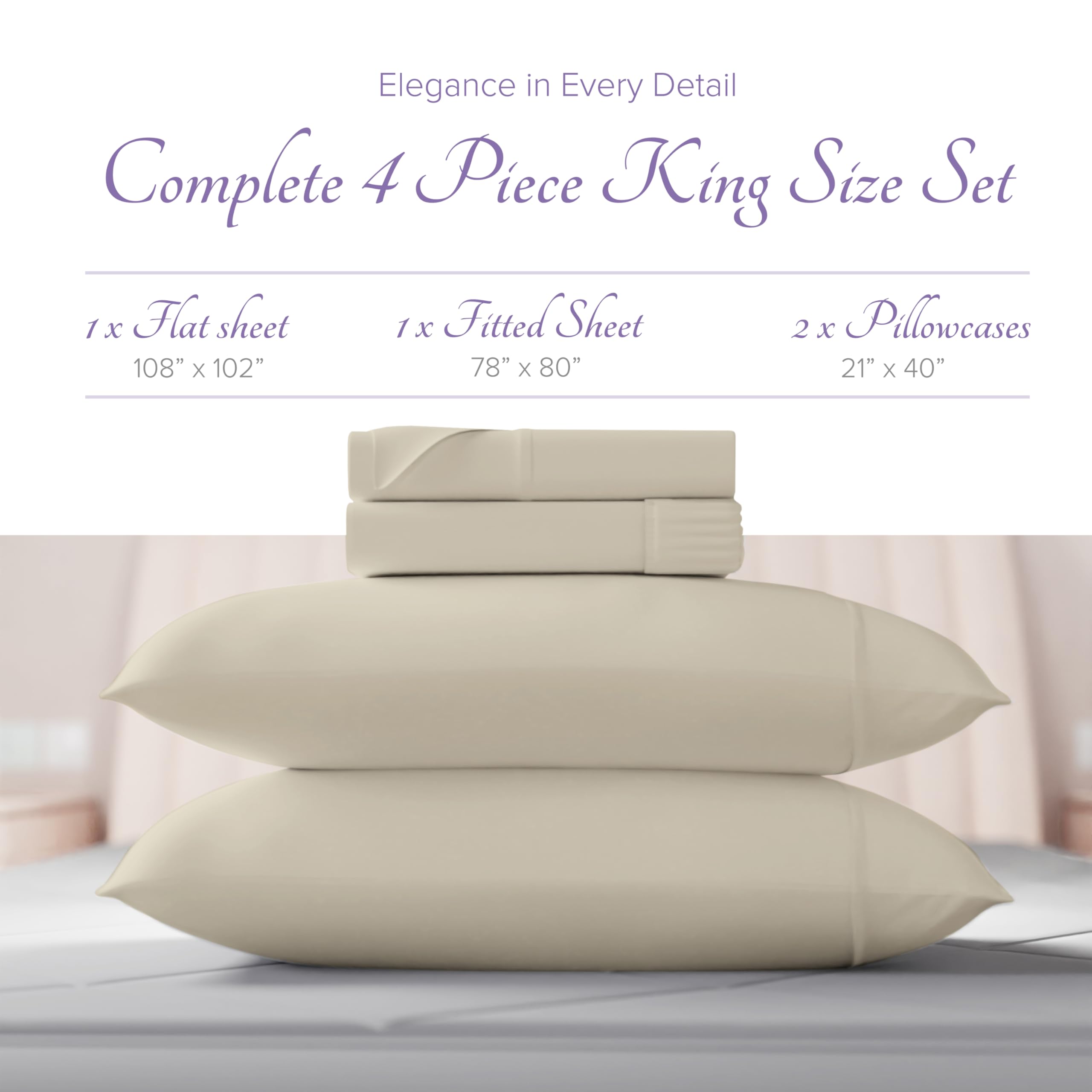 Carressa Linen Luxury Egyptian Cotton King Printed Sheet Set - 600 Thread Count Extra Long Staple 4 Pc Set, Blossom Azure King P