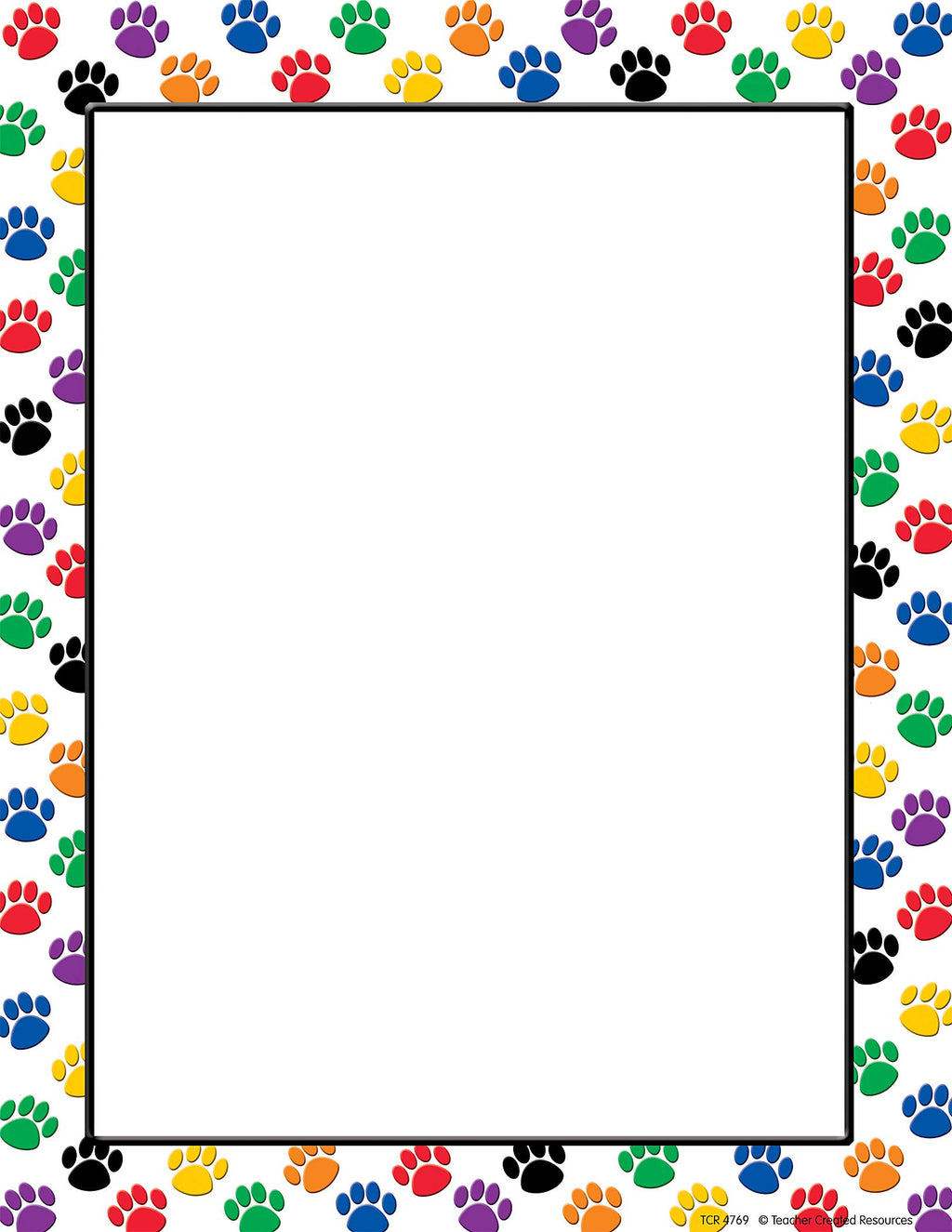Teacher Created Resources Colorful Paw Prints Computer Paper (4769), Multicolor 8.5 Inches X 11 Inches