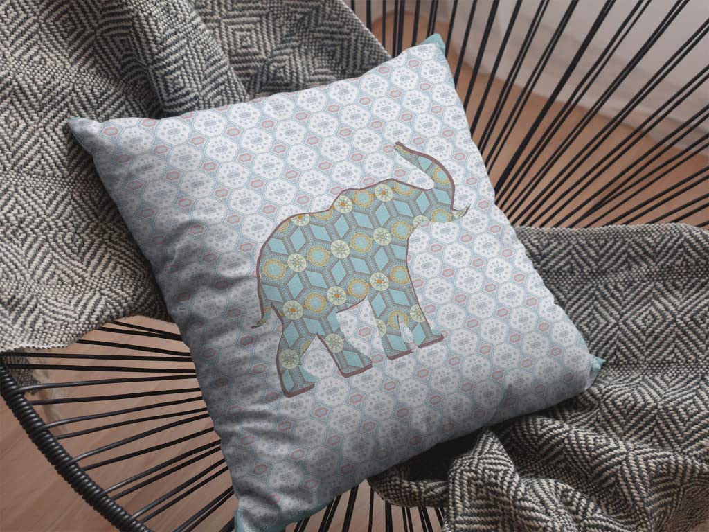 HomeRoots 18' Blue Elephant Decorative Suede Throw Pillow