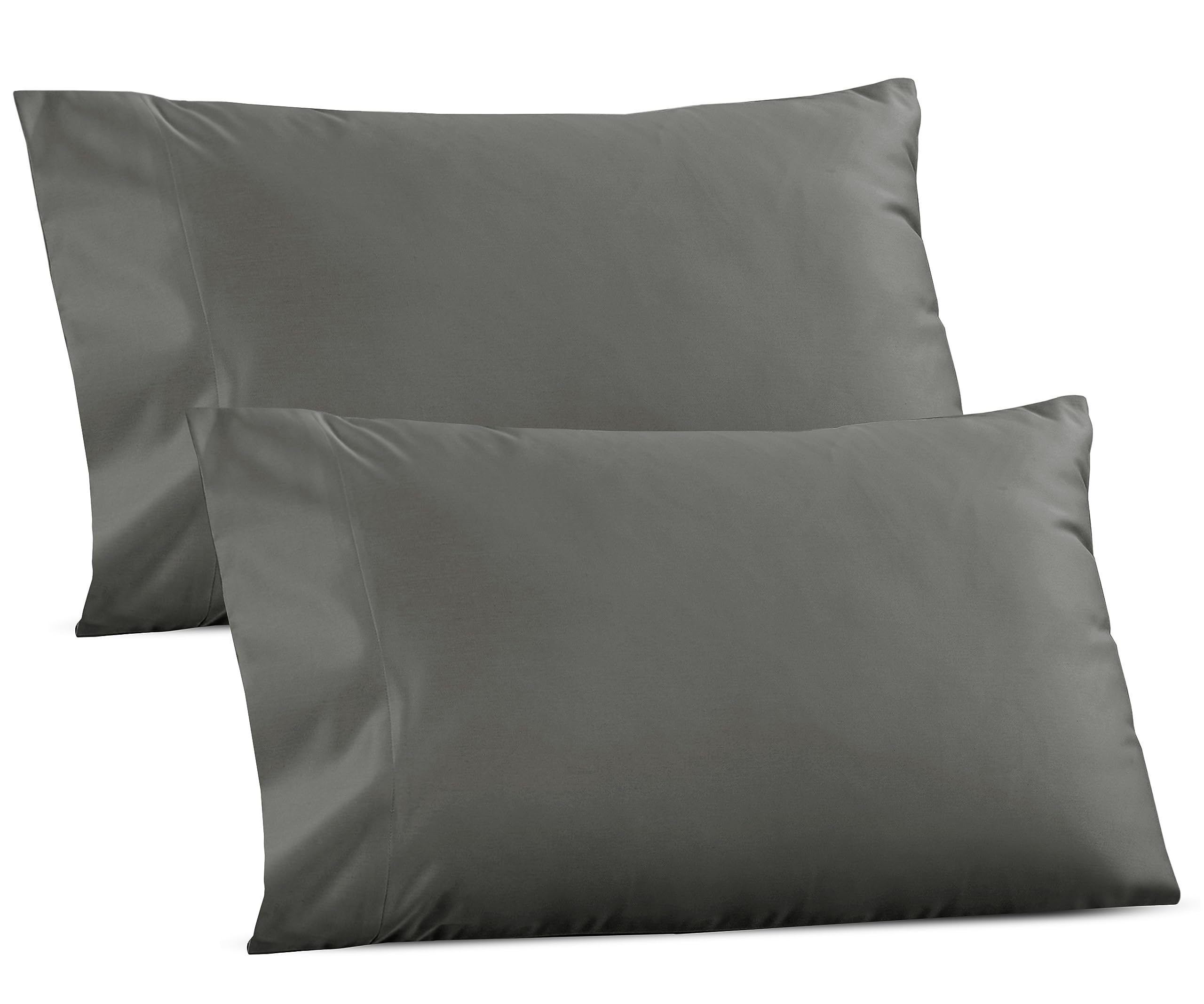 California Design Den 1000 Thread Count, Soft & Smooth, 100% Cotton Sateen Weave, Hotel-Quality, Set Of 2 Classic Style Gray Pillow Case Queen Size Fits Std & Queen Size Pillows