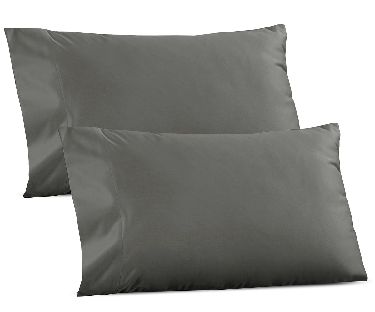 1000 Thread Count, Soft & Smooth, 100% Cotton Sateen Weave, Hotel-Quality, Set Of 2 Classic Style Gray King Pillow Cases Fits Ki