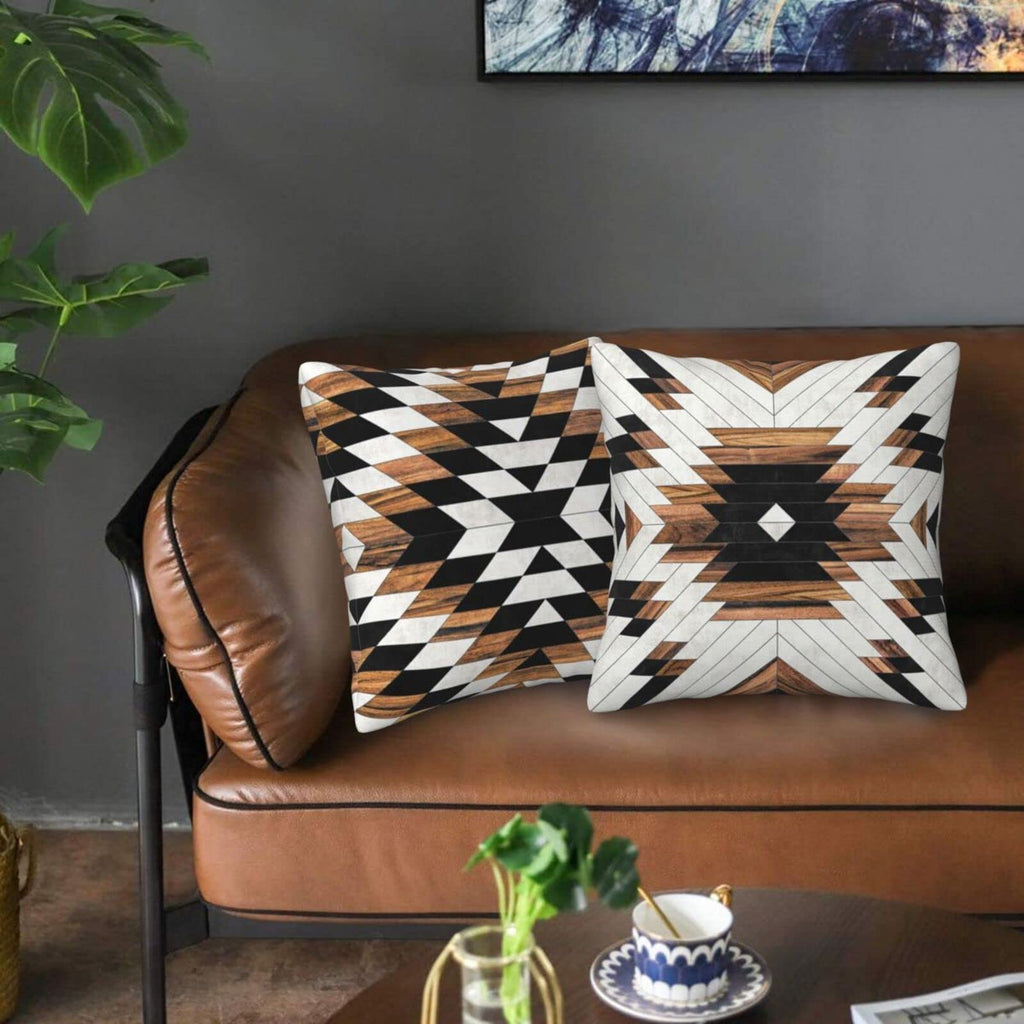 Tribal Aztec Western Wooden Native American Indian Farmhouse Throw Pillow Covers 18X18 In Pillow Case Soft Cushion Pillow Covers