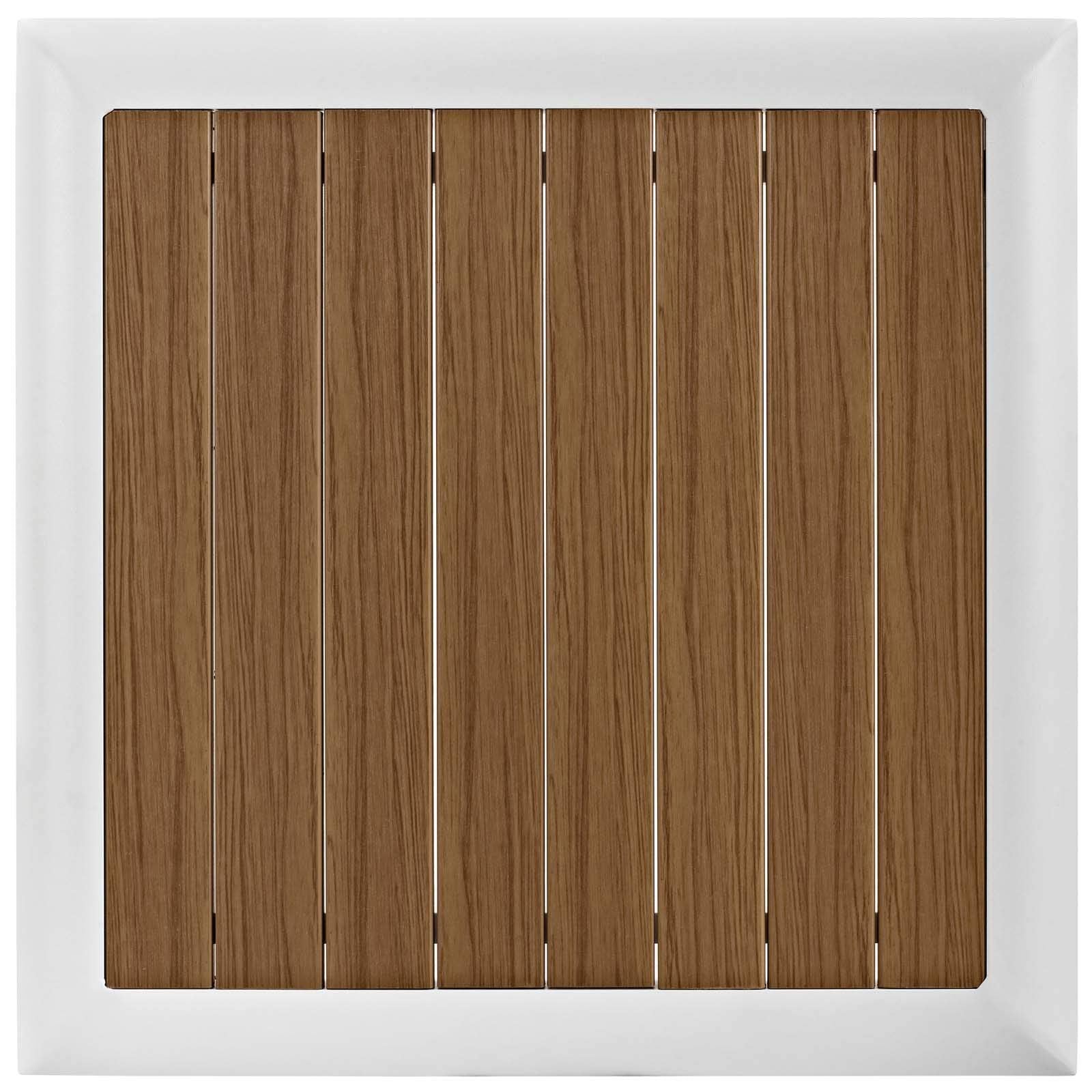 Modway Stance Outdoor Patio Contemporary Modern Wood Grain Aluminum Accent Side Table In White Natural