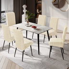 Genina Waterproof Dining Room Chair Covers Stretch Parsons Chair Slipcovers For Dining Room Kitchen Chair Protector Cover, Removable, Washable (2, Flower Pattern-Beige)
