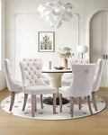 Vicbarley Linen Dining Chair Set Of 6 Upholstered Tufted Dining Room Chair With Nailhead Trim And Solid Wood Legs For Kitchen, R